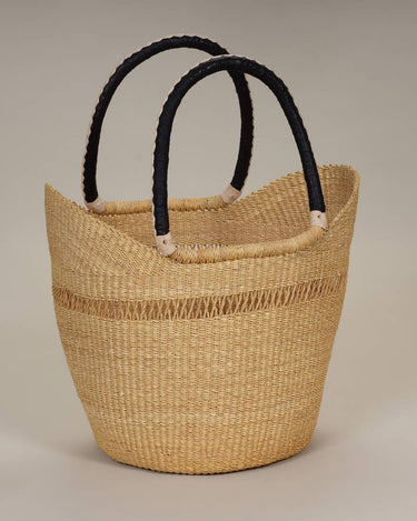 Cesto artesano Montorgueil de hierba elefante de Ghana, grande