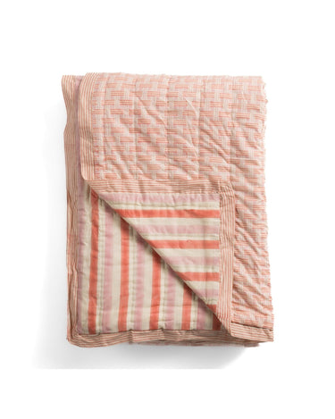Colcha acolchada Goa algodón matelassé reversible con rayas