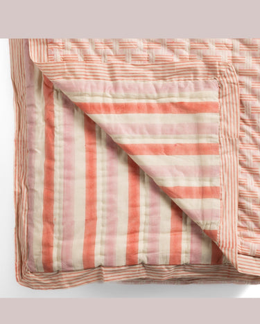 Colcha acolchada Goa algodón matelassé reversible con rayas