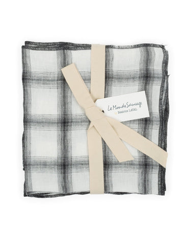 Lote 4 Servilletas de Lino Lavado Off White Tartán