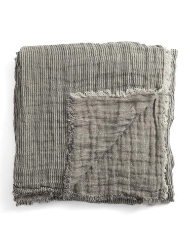 Plaid Okapi Catane de Lino Gaufrado Reversible con Flecos