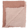 Plaid de lino lavado gaufre reversible nude, suave y natural
