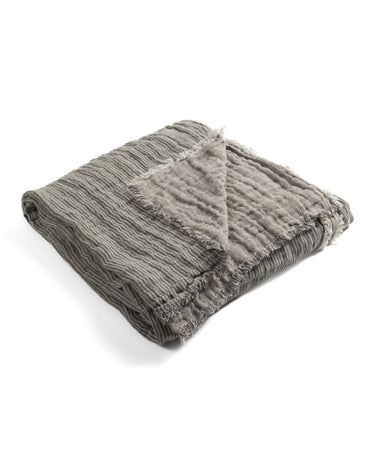 Plaid Okapi Catane de Lino Gaufrado Reversible con Flecos