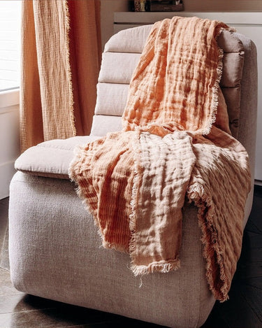 Plaid de lino Okapi Etosha suave con franjas reversibles