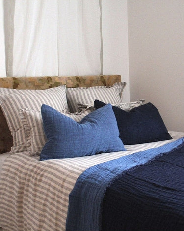 Plaid de lino gaufré reversible Tokyo suave y bicolor para cama