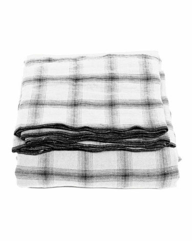 Sábana de Lino Lavado Highlands Off-White, Tartan, Suave y Durable