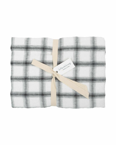 Funda nórdica de lino lavado Highlands Off White cuadros