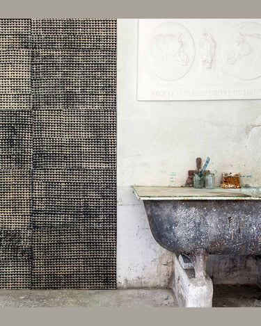 Papel pintado triángulos negros hojas de arroz pack 12