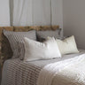 Manta lino lavada gofrada blanca reversible para cama sofá
