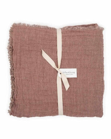 Plaid de lino gaufré Chinon bicolor reversible para cama