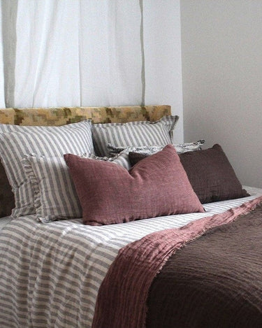 Plaid de lino gaufré Chinon bicolor reversible para cama