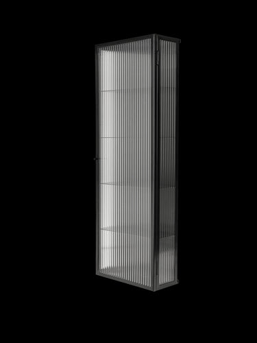 Armario de pared Haze alto 35x100 cm negro con cristal