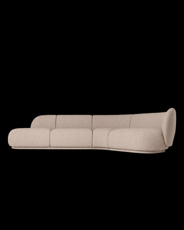 Sofá Esquinero Modular Rico Bouclé Natural, Diseño Curvo Elegante, Certificado FSC™