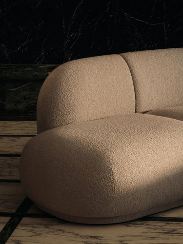 Sofá modular Rico abierto izquierdo bouclé suave natural, asiento profundo