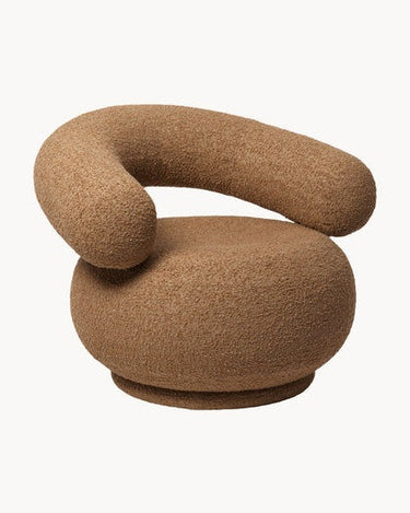 Sillón lounge Orbo de bouclé marrón claro