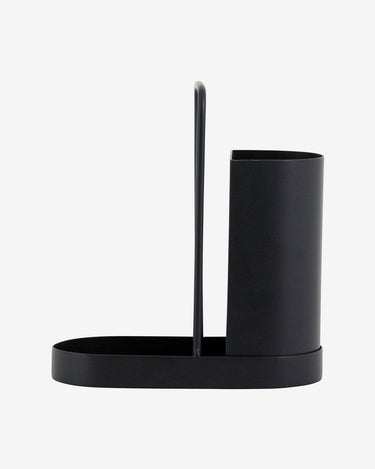Soporte acero inoxidable negro cepillo jabon fregadero Nordal