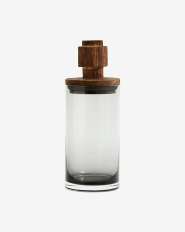 Frasco vidrio soplado tapa madera 900ml Nordal