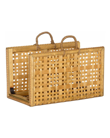 Revistero Cesta de Bambú Marrón Organizador Elegante para Revistas