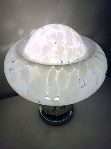 Lámpara de Mesa Vintage Hongo Atómico Murano Años 70, Cristal Moteado Único