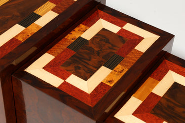 Juego 3 Mesas Auxiliares Art Decó Madera Maciza Vintage
