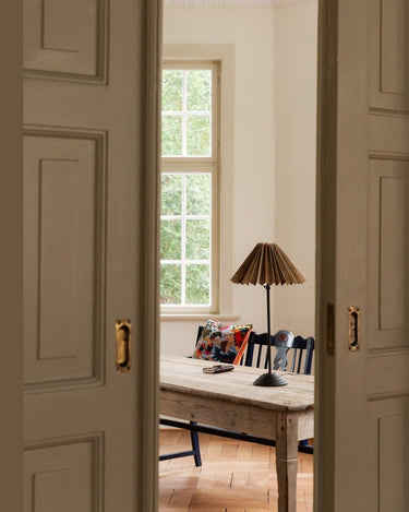 Pantalla para lámpara plisada 35 cm yute natural ecológica