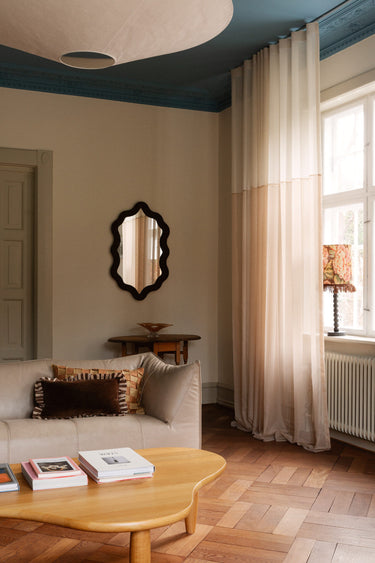 Funda de cojín Elina marrón 30×50 cm algodón con volante