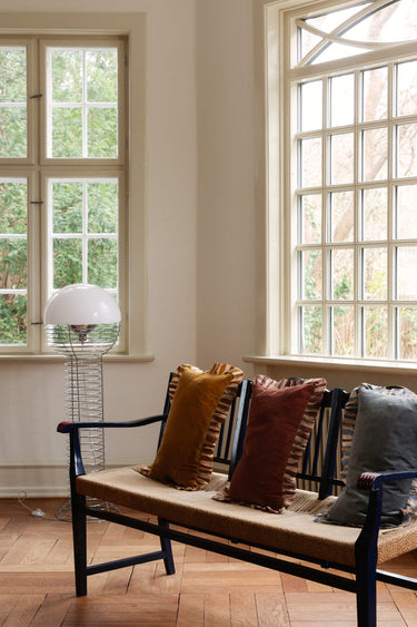 Funda de cojín Elina rosa 30x50 cm algodón con volante