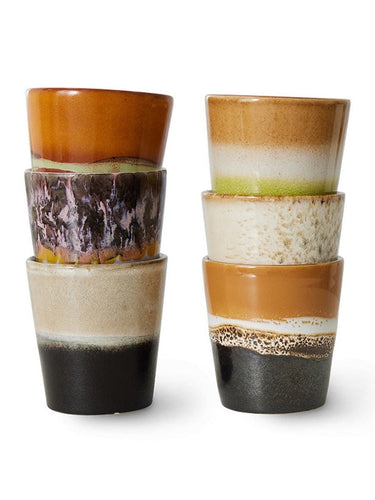 Juego 6 tazas de café 70s ceramics soil en gres