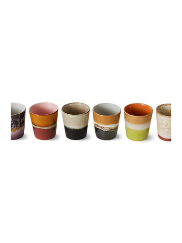 Juego 6 tazas de café 70s ceramics soil en gres