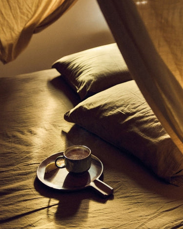 Tazas de té 70s Odyssey cerámica esmaltado marrón y verde