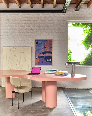 Lámpara de mesa en cromo estilo hongo de acero brillante