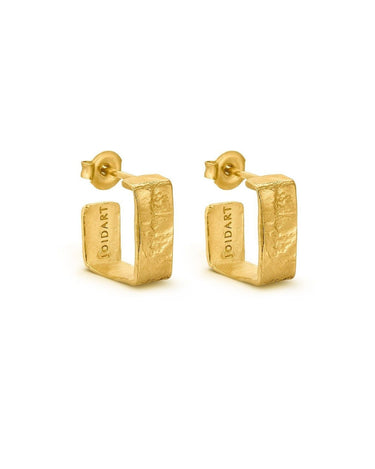 Aros rectangulares dorados Lignis Joidart