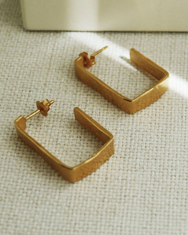 Aros rectangulares dorados grandes Lignis Joidart