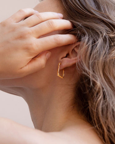 Pendientes rectangulares dorados Lignis Joidart