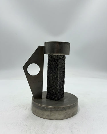 Candelabro brutalista vintage de peltre