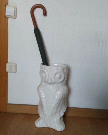 Paraguero ceramica buho blanco detalle