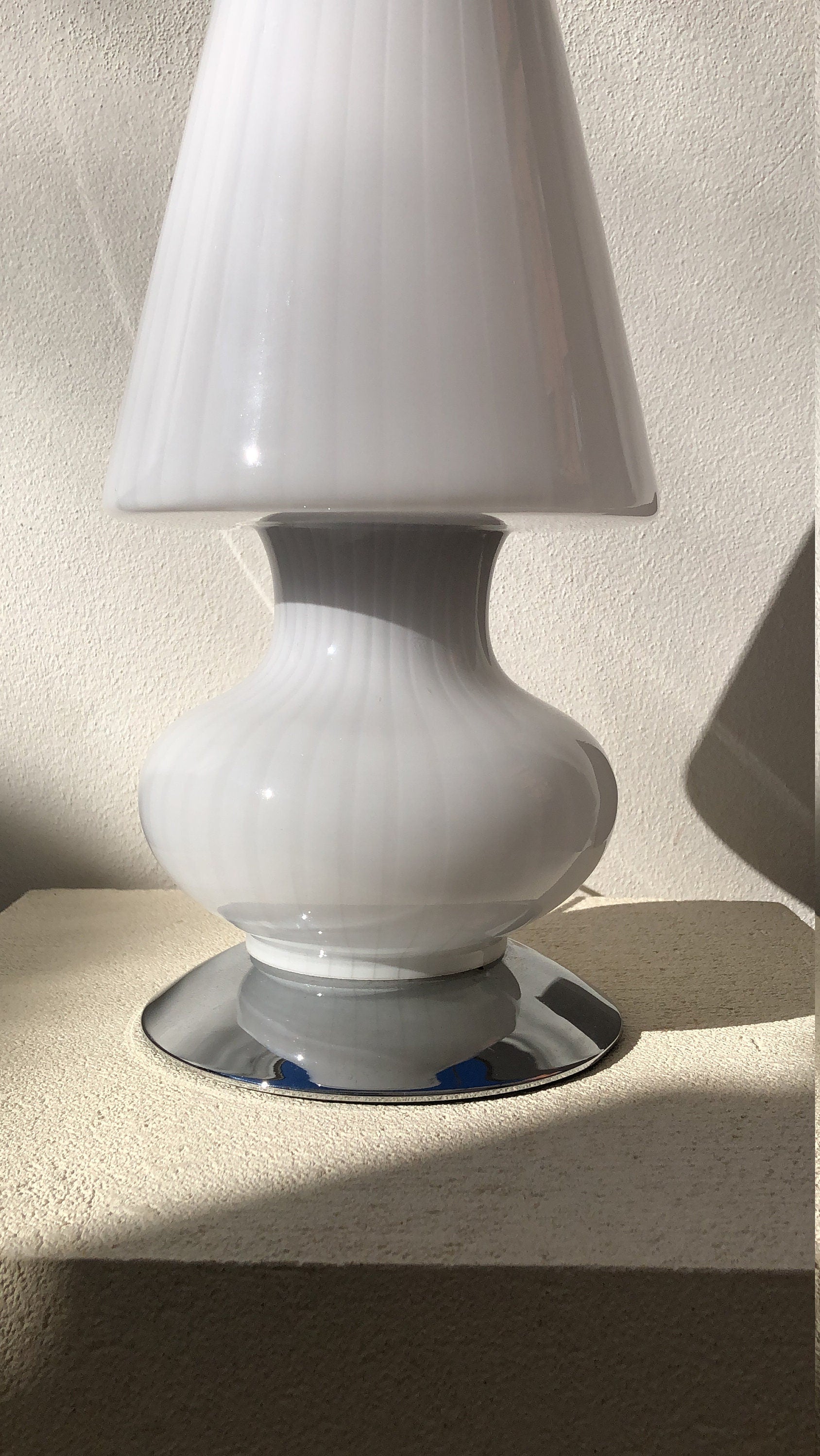 Gran Lampara seta de Murano vintage blanca