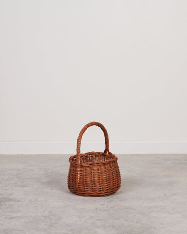 Cesta de mimbre huevera artesanal con asa reforzada