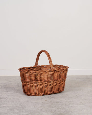 Cesta ovalada de mimbre con asa reforzada, artesanal y resistente