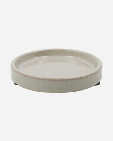 Jabonera redonda de gres esmaltado gris