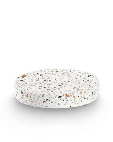 Jabonera de terrazo blanco