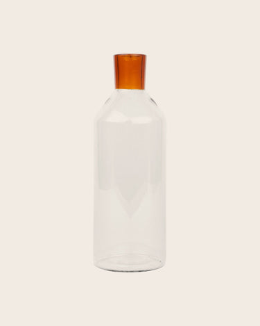 Blown borosilicate glass pitcher with a handcrafted design