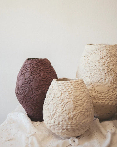 Jarrón Crochete de cerámica artesanal