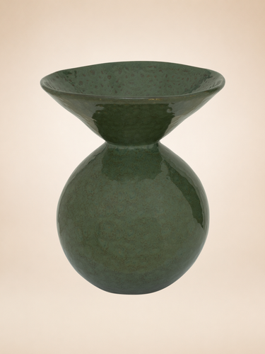 Jarron de ceramica con esmalte reactivo verde oscuro Urban Nature Culture