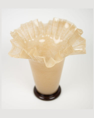 Beige glass vase by Olsson & Jensen with flowers