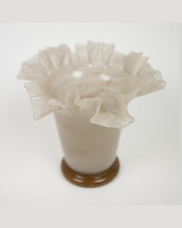 Taupe glass vase by Olsson & Jensen as a table centrepiece
