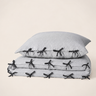 Juego de cama de lino lavado gris con lazos oscuros de Caravane, piezas dobladas