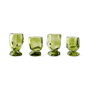 Juego de 4 copas de vino de vidrio verde esmeralda