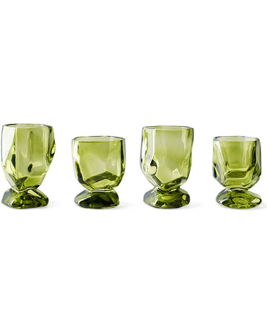 Juego de 4 copas de vino de vidrio verde esmeralda