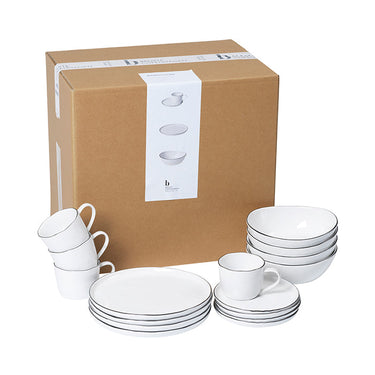 Juegos de desayuno de porcelana blanca de Broste Copenhagen presentados con su caja